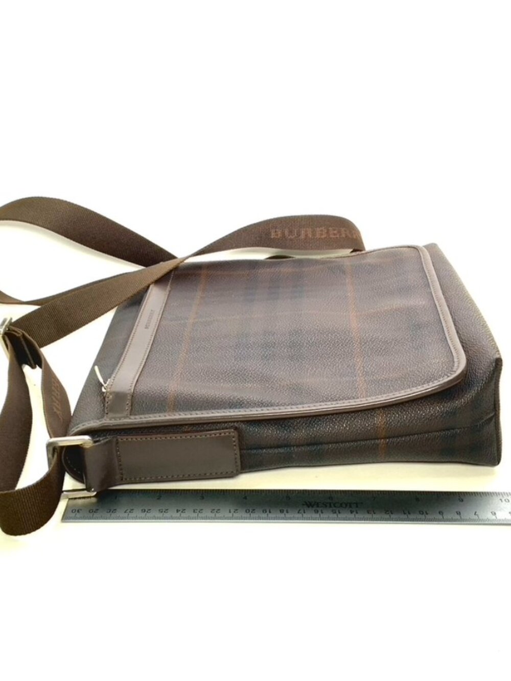 Authentic Burberry Nova Check Messenger Crossbody Bag Brown Unisex